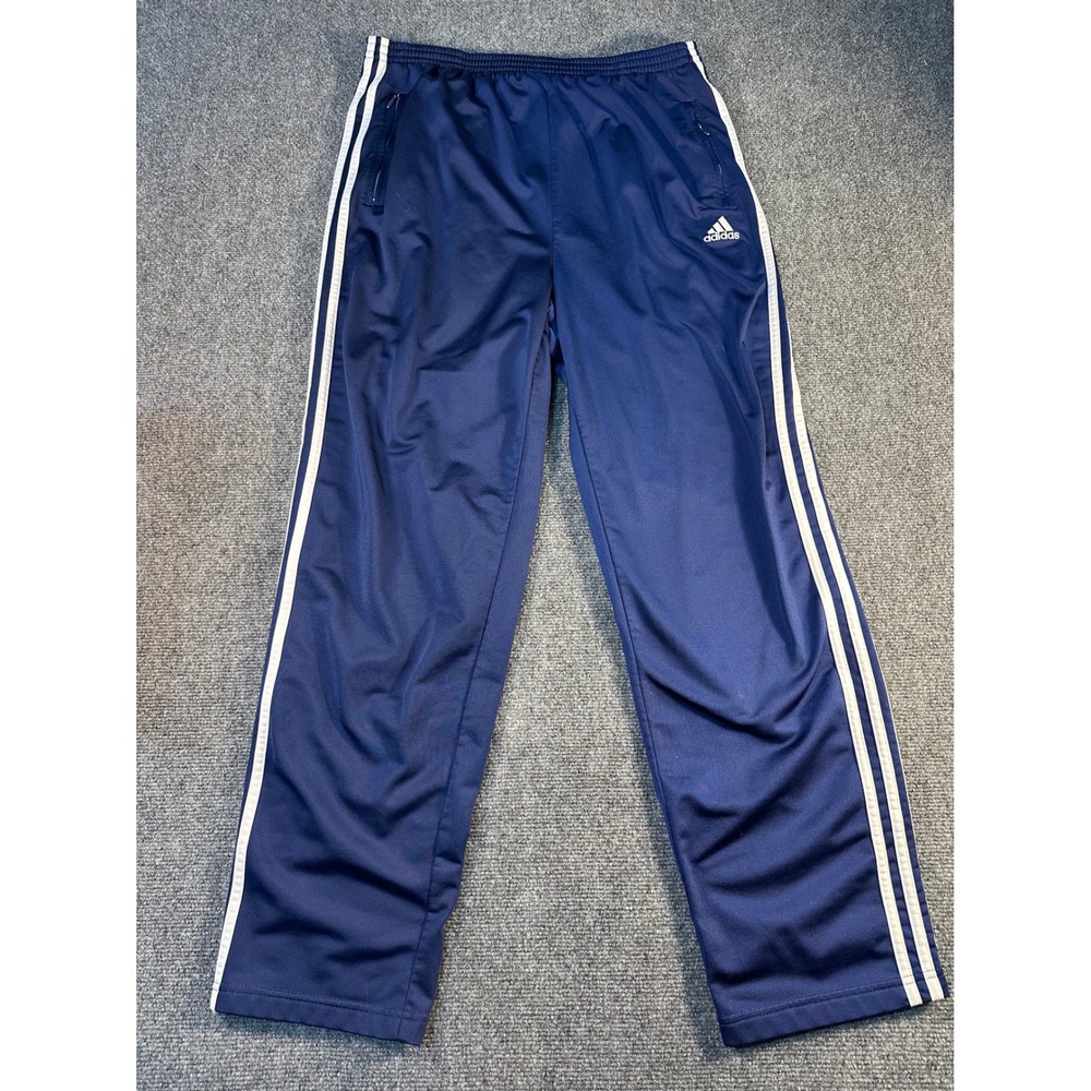 Adidas Vintage Snap Track Pants Break Away Navy Blue White Stripe Y2K Mens XL